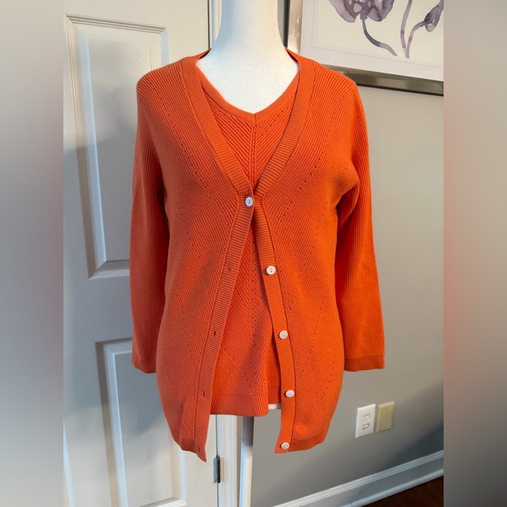 Carlisle Collection Orange Women's Cardigan Sweater Set 72% Viscose